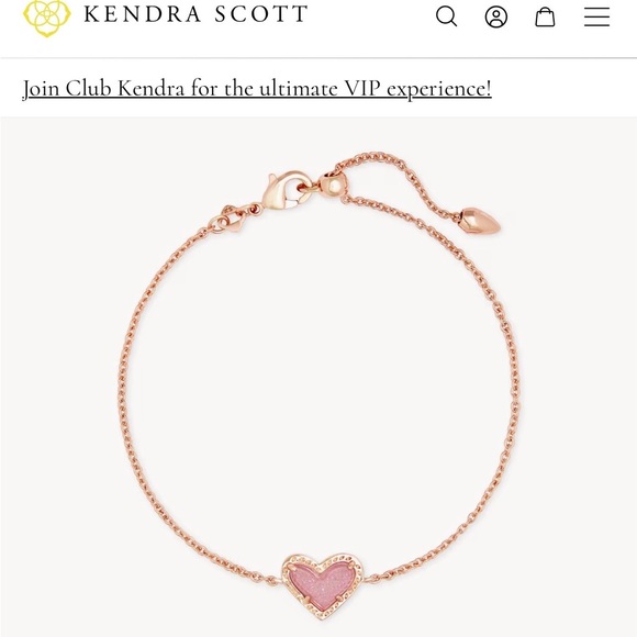 Kendra Scott Ari Heart Rose Gold Drusy Bracelet with Dust Bag - Picture 3 of 4